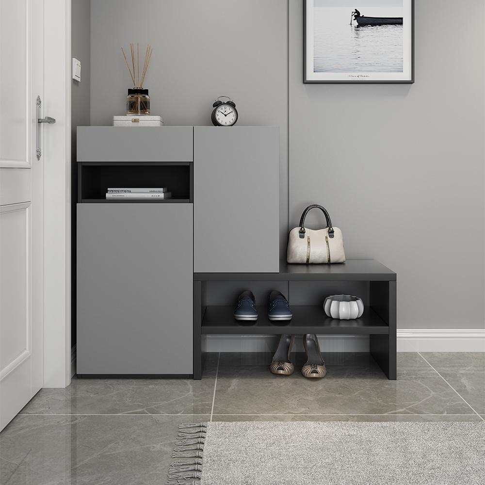 Gray Corner Shoe Storage Cabinet with 7 Shelves & 1 Drawer Entryway Shoe  Storage-Wehomz