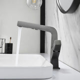 Schwarzer moderner Einloch-Waschbecken-Wasserhahn mit Doppelfunktion, ausziehbarer Wasserhahn