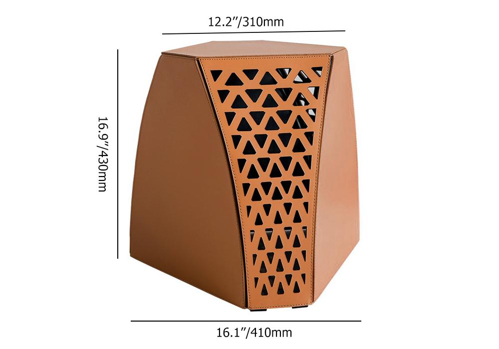 16" Modern Hexagon Orange Ottoman Saddle Leather Footstool for Living Room