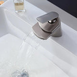 Modern 1-Hole Waterfall Bathroom Sink Faucet Single Handle in Brushed Nickel Solid Brass