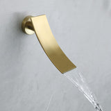 Waterfall Tub Spout Shower Faucet Set with Rain Shower Head Wall Mounted in Brushed Gold