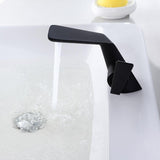 Grifo de lavabo de baño de un orificio con manija plana contemporánea de latón macizo en negro mate