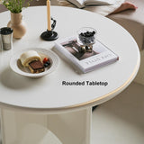 39" White Round Dining Table for 4 Seaters with Cross Base