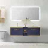 47_ Modern Floating Bathroom Vanity with Undermount Sink Bathroom Cabinet in Navy Blue