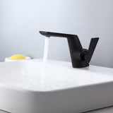 現代のシングルフラットハンドルマットブラックの1つの穴の浴室シンク蛇口ソリッド真鍮
