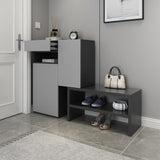 Gray Corner Shoe Storage Cabinet with 7 Shelves & 1 Drawer Entryway Shoe Storage