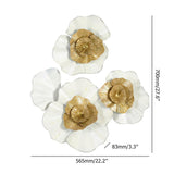 Modern Metal Flower Wall Decor Home Wall Art in Gold & White