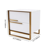 Modern 2 Drawers Black Lacquer Nightstand in Gold