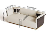Modern Off-White & Brown Sofa for 3 Seaters Microfiber Leather Upholstery Rectangle