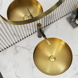 Brushed Gold Modern Luxury Stainless Steel Round Sink Undermount Bathroom Wash Sink