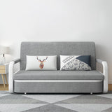 Light Gray Sleeper Sofa Bed Loveseat Cotton & Linen Upholstered with Solid Wood Frame