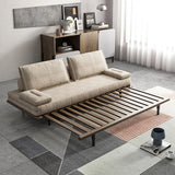 منتصف القرن الحديثة سحب الأريكة سرير Khaki الخشب القابل للتحويل الأريكة نائم القطن والكتان