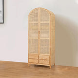 Woven Rattan Wardrobe Closet Cabinet with 2 Doors and 4 Drawers