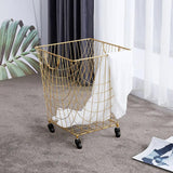 Large Square Metal Rolling Laundry Hamper with Handles