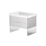 Moderner schwebender weißer Nachttisch aus Acryl mit 2 Schubladen