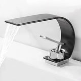 Single Handle Waterfall Arc Bathroom Sink Faucet White & Chrome Solid Brass