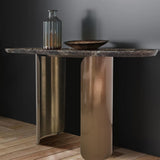 55 "Table de console moderne avec dessus en marbre et base en acier inoxydable