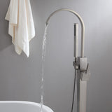 Brushed Nickel Freestanding Tub Filler Brass Single Handle with Handheld Shower