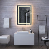 24 "x 30 '' Rectangle sans cadre mural Miroir de salle de bain LED Anti-Fog