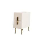 Beige Bedroom Nightstand Storage Bedside Table with 2 Drawers in Gold Legs