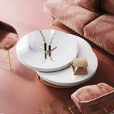 Table basse pivotante en bois moderne blanc avec tiroir de rangement en or