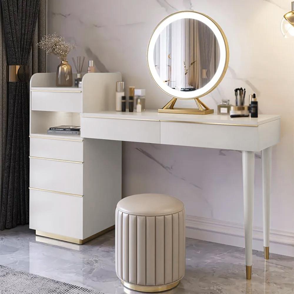 Modern Floating Acrylic Makeup Vanity White Vanity Desk with Drawers-Wehomz