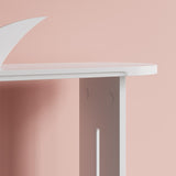 39.4インチ ホワイトムーンシェイプコンソールテーブル 長方形木製玄関テーブル 抽象ベース付き