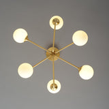 Modern Brass Sputnik Chandelier 9-Light with Glass Shade for Living Room