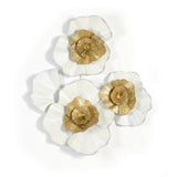 Modern Metal Flower Wall Decor Home Wall Art in Gold & White