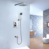 Dree Modernes 20,3 cm quadratisches Duschsystem zur Wandmontage mit Handbrause und Wannenauslauf aus massivem Messing