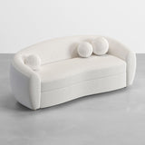 Sofá curvo de 3 plazas de terciopelo blanco moderno de 82" para sala de estar