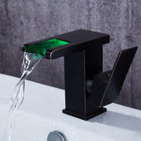 Jess Modern LED Waterfall Single Handle Brass Faucet Single Hole for Bathroom Sinks Antique Black