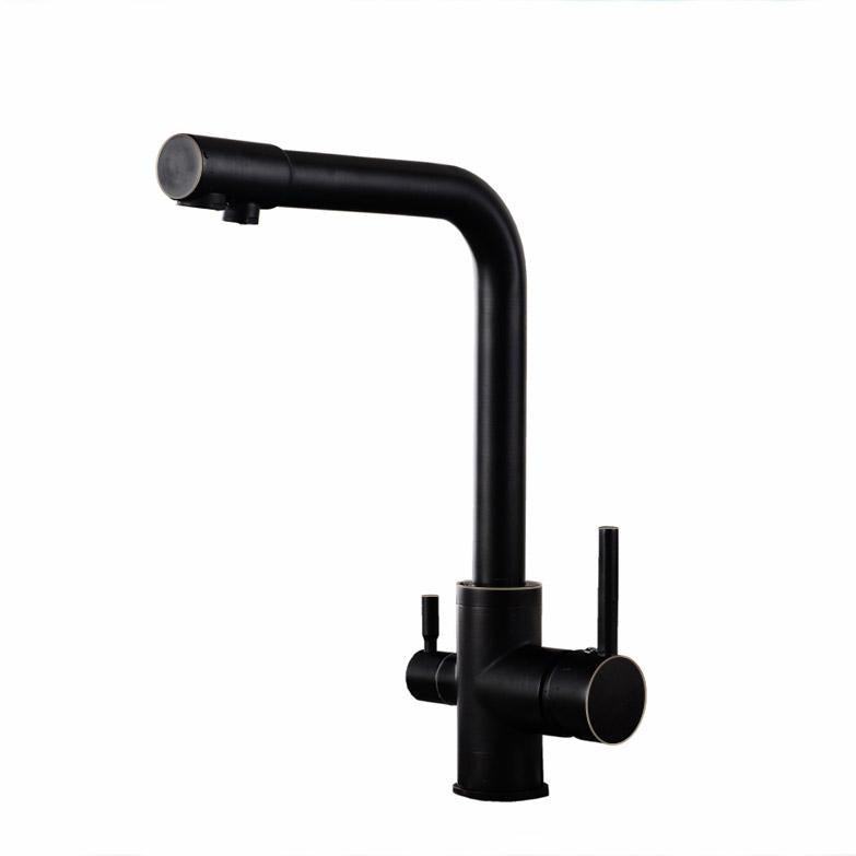 Stev Monobloc Dual Lever Kitchen Mixer Tap with Water Filtering in Antique Black