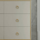 63" Contemporary 9-Drawer Champagne Bedroom Dresser for Storage in Gold