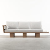 Sofá de sala de estar moderno de madera maciza de nogal de 97 pulgadas, tapicería de algodón y lino de 3 plazas