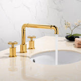 Ruth Industrial Pipe Gold Bathroom Widespread Sink Faucet