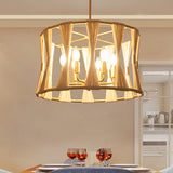 Modern Art Deco 6-Light Drum Chandelier Light Natural Rope Beige Hand-wrapped Lamp