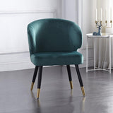 Upholstered Dining Chairs Mid-Century Green Velvet Dining Chairs with Arm (Set of 2)