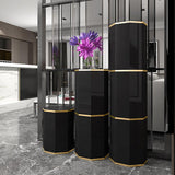 Black Round Swivel Tall And Narrow Shoes Storage Cabinet with 3 Doors 18 Pairs