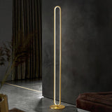 現代線形LEDの床ランプの金の金属の基盤の真鍮の立ちランプ