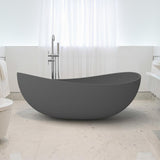 70" Contemporary Oval Freestanding Stone Resin Soaking Bathtub in Black