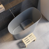 47" Modern Oblique Deep Freestanding Matte White Stone Resin Japanese Soaking Bathtub