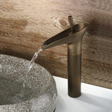 Ashfie Classic Mono Single Lever Tall Waterfall Basin Mixer Tap Solid Brass in Antique Black