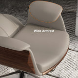 Reclining Leather Office Desk Chair High Back Adjustable Swivel Khaki Executive Chair