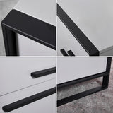 Moderner minimalistischer schwarz-weißer quadratischer Nachttisch mit 2 Schubladen