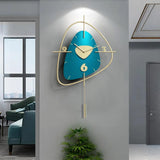 داكن أخضر داكن الإبداع الاسكندنافي ساعة الحائط المعدنية البندول على مدار الساعة