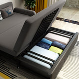 Canapé-convertible en gris foncé moderne dormeur complet avec rangement en coton et en lin