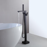 Dree Modern Matte Black 1-Handle Freestanding Bathtub Faucet & Handshower Solid Brass