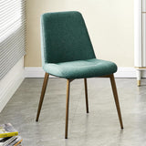 Mid-Century Modern Green Dining Chair Armless Upholstered Side Chair Set of 2