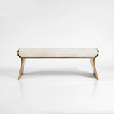Beige Modern Stainless Steel Bench Leath-Aire Upholstered Ottoman